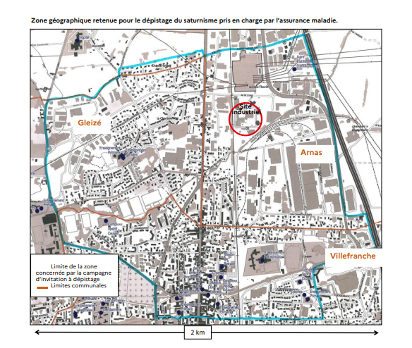 Zone géographique retenue pour le dépistage du saturnisme pris en charge par l’assurance maladie