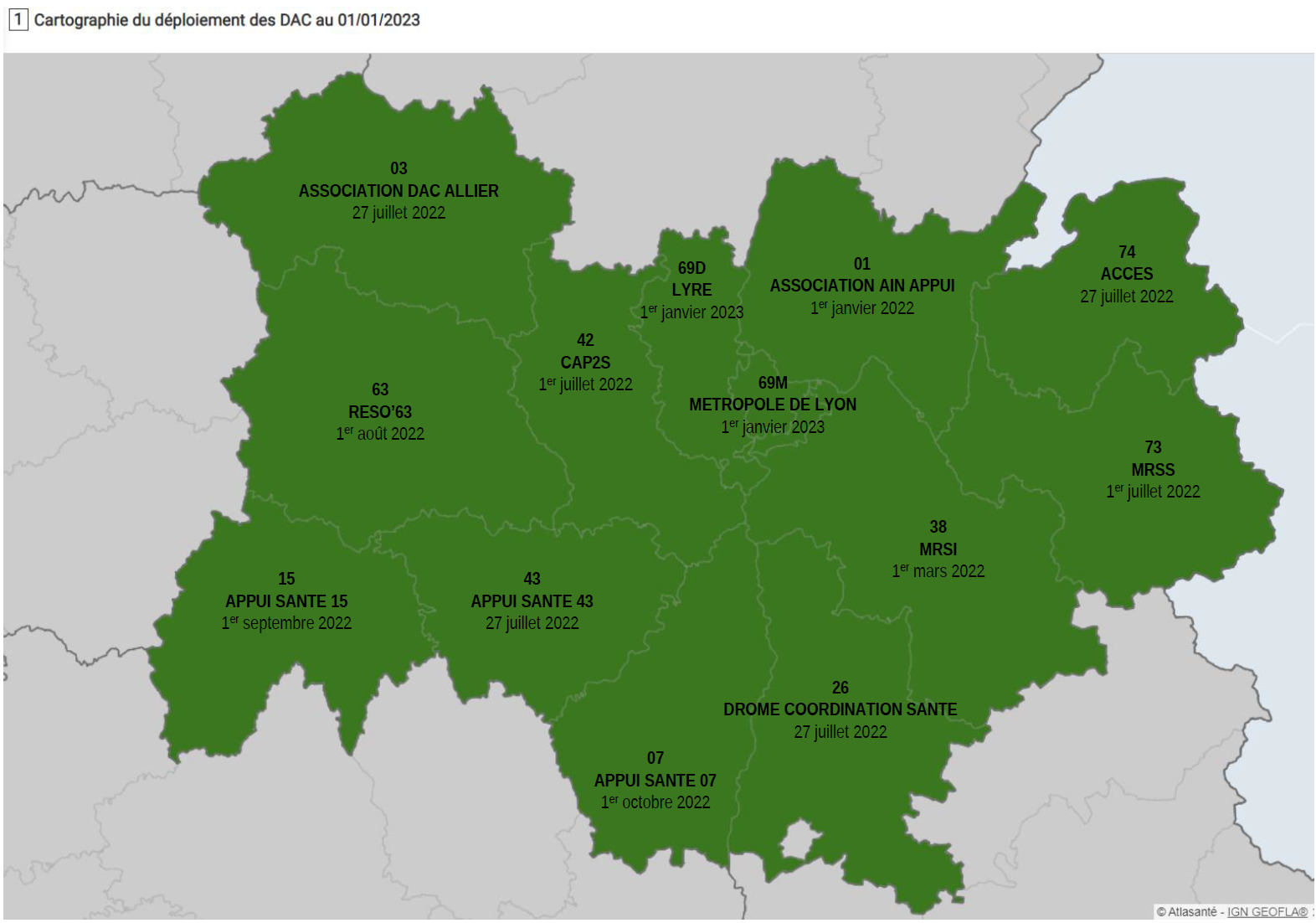 Carte des DAC en ARA