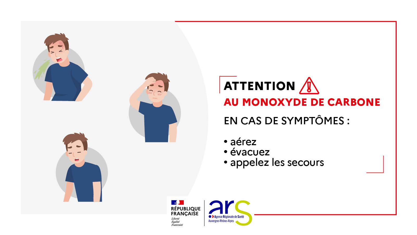 Attention au monoxyde de carbone : en cas de symptômes, aérez, évacuez, appelez les secours