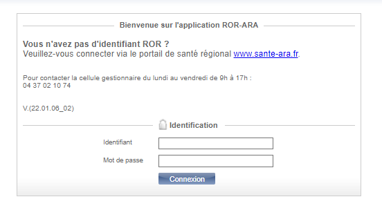 Capture d'écran de la page d'accueil du ROR Auvergne-Rhône-Alpes