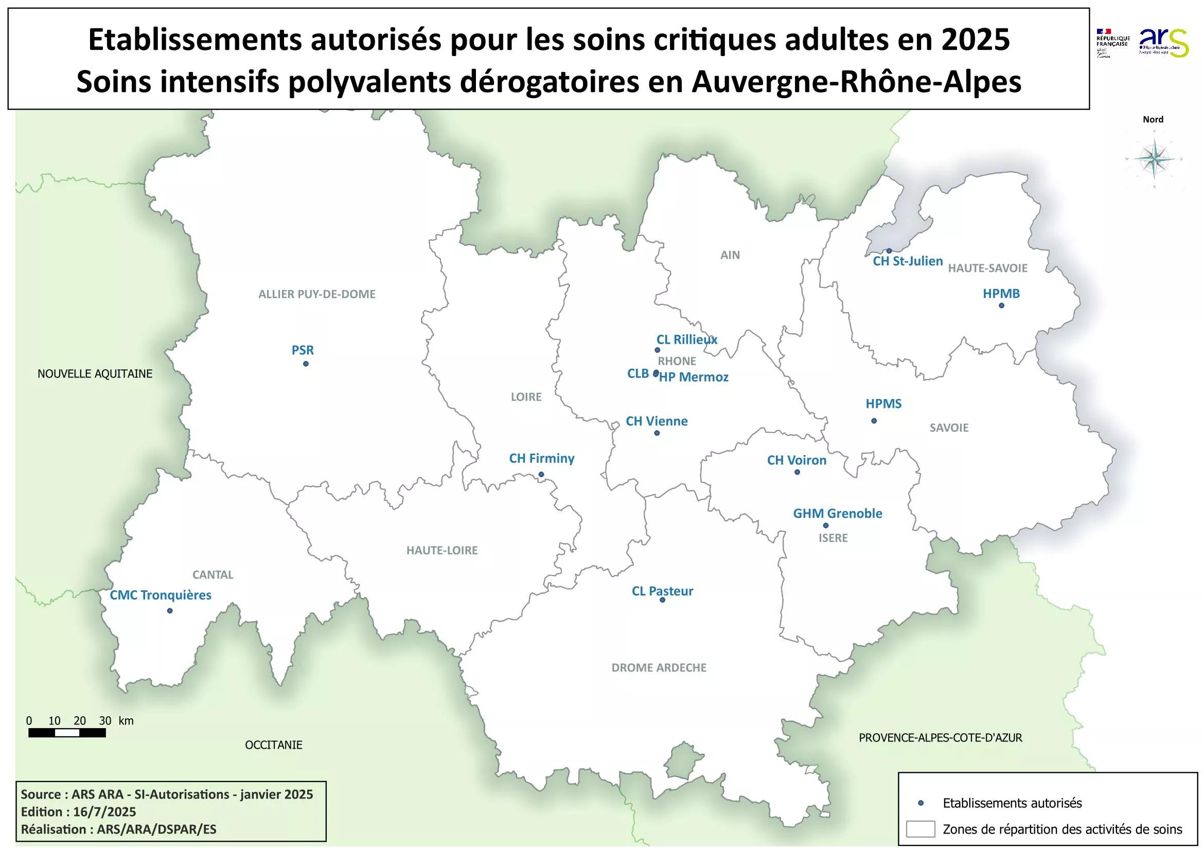 Carte des établissements autorisés pour les SIPD, voir description détaillée ci-après
