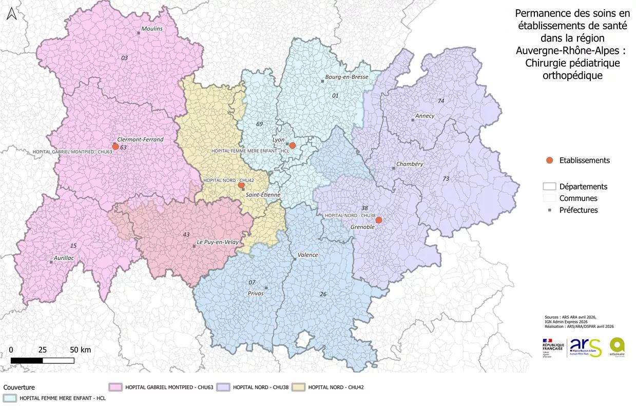 Carte de la PDSES en Auvergne-Rhône-Alpes - chirurgie pédiatrique orthopédique - 1,21 Mo