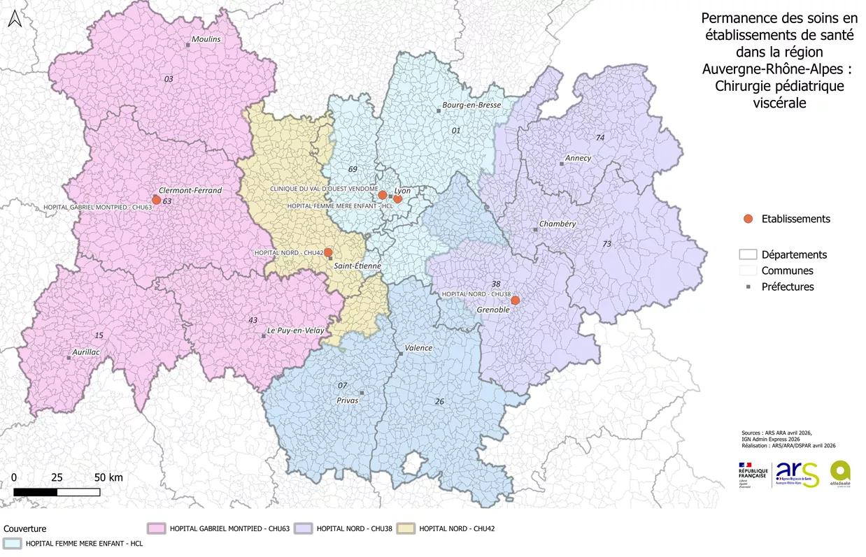 Carte de la PDSES en Auvergne-Rhône-Alpes - chirurgie pédiatrique viscérale - 1,21 Mo