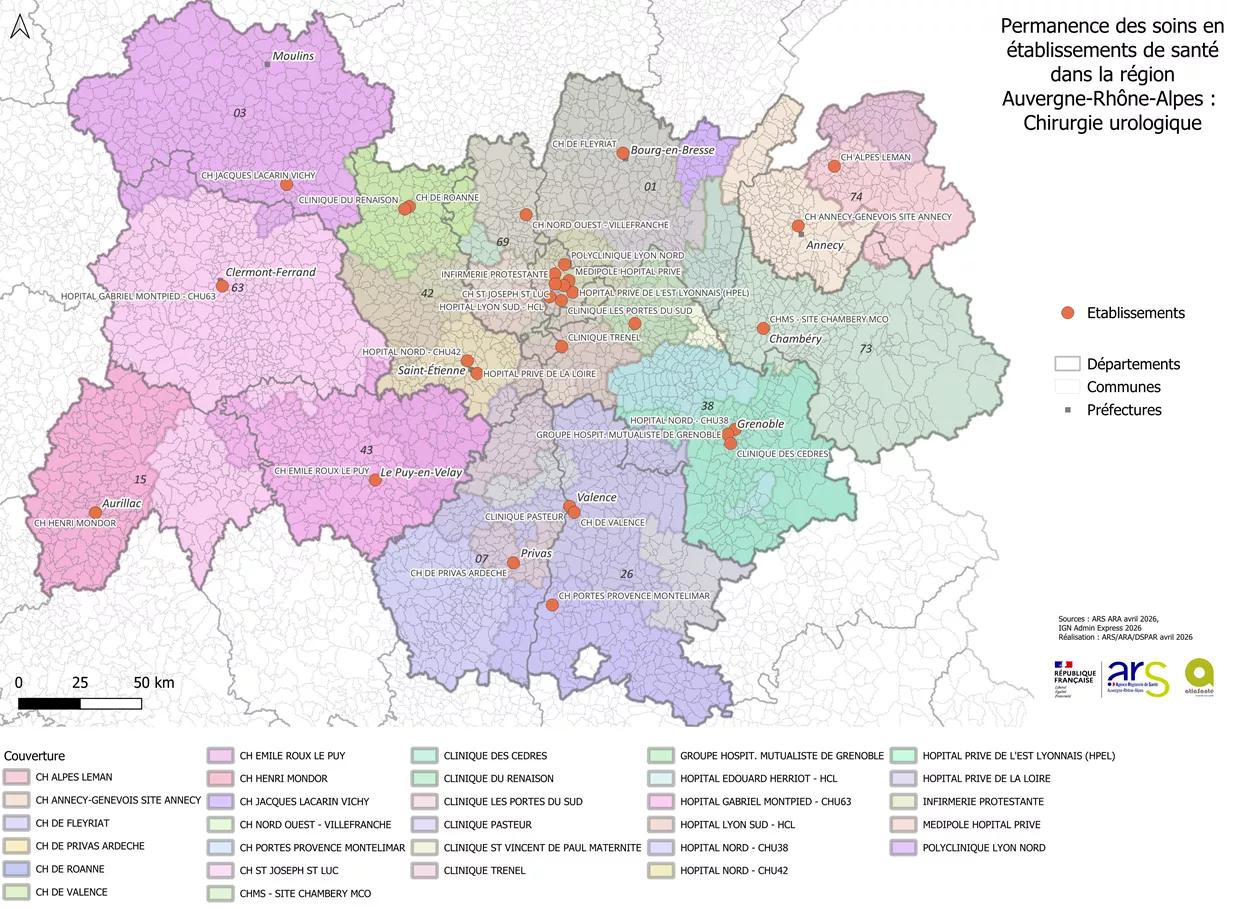 Carte de la PDSES en Auvergne-Rhône-Alpes - chirurgie urologique - 1,31 Mo