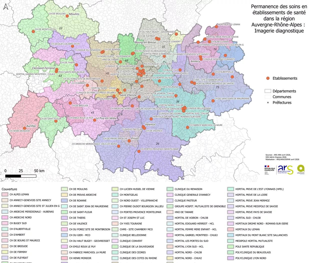 Carte de la PDSES en Auvergne-Rhône-Alpes - imagerie diagnostique - 1,47 Mo