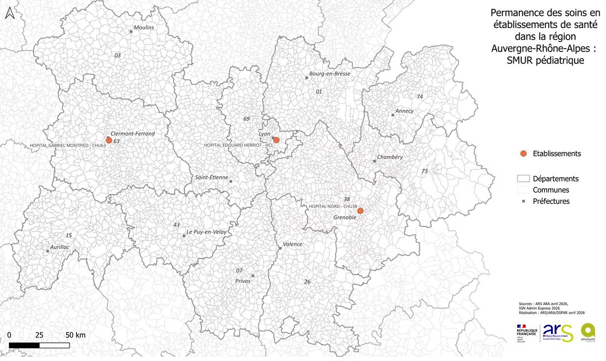 Carte de la PDSES en Auvergne-Rhône-Alpes - SMUR pédiatrique - 933 Ko
