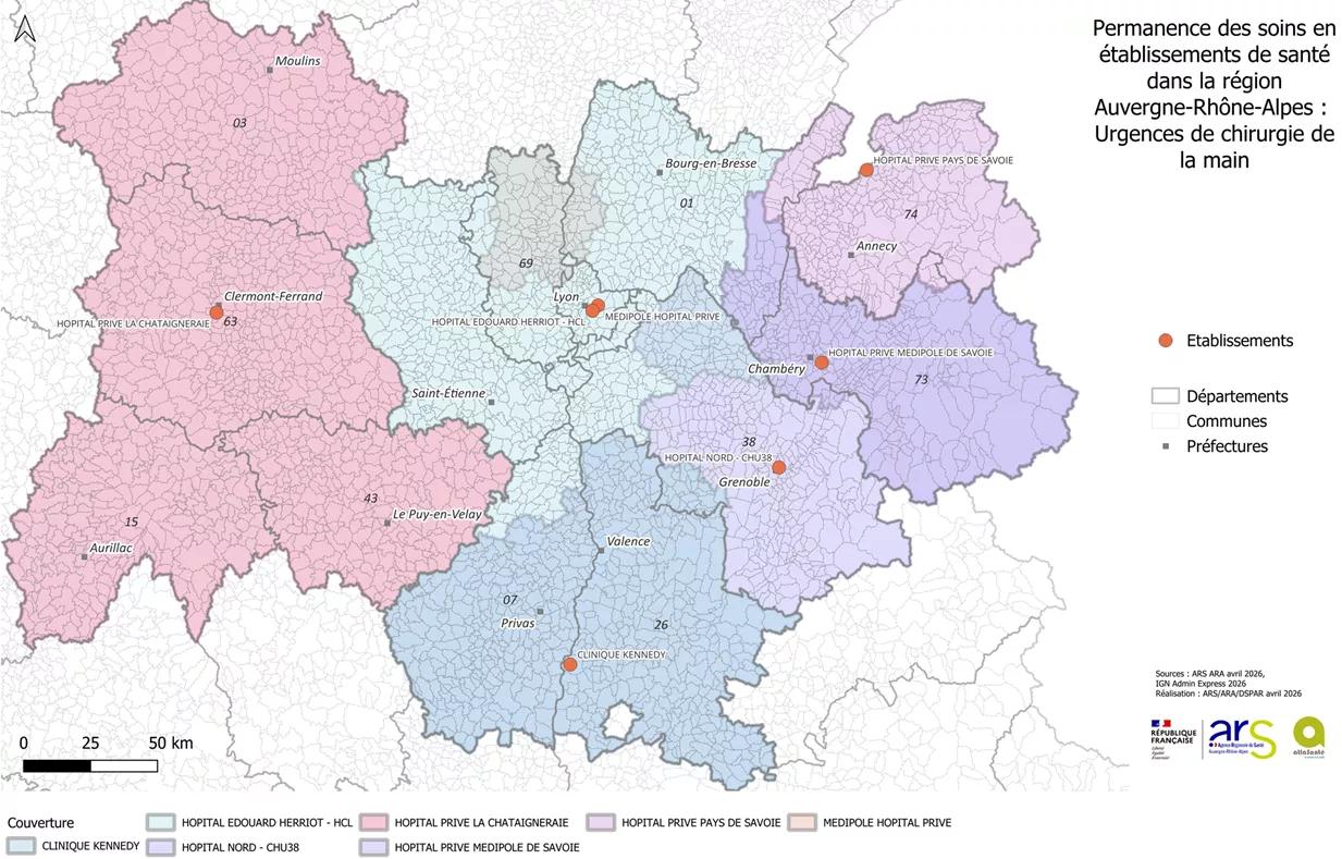 Carte de la PDSES en Auvergne-Rhône-Alpes - Urgences de chirurgie de la main, 1,21 Mo