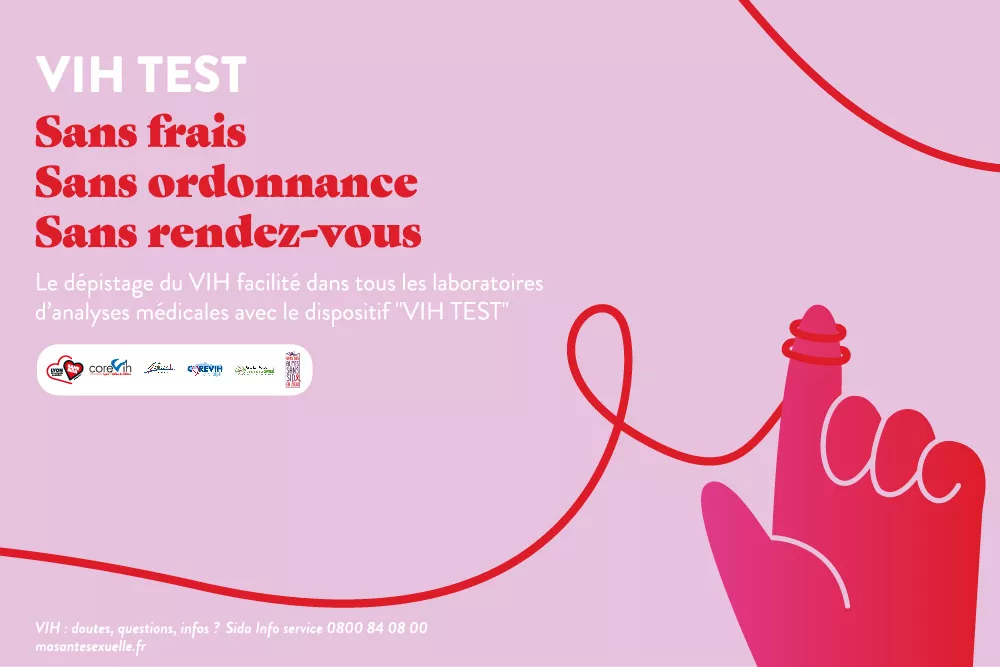 VIH Test : sans frais, sans ordonnance, sans rendez-vous : le dépistage. VIH Test : sans frais, sans ordonnance, sans rendez-vous. Le dépistage du VIH facilité dans les laboratoires d'analyses médicales avec le dispositif "VIH Test" Sida info service : 0800 84 08 00